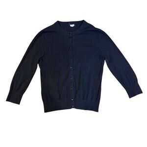 J.Crew Factory Women's Teddie Cardigan Sweater LARGE  Black Crew Button Front